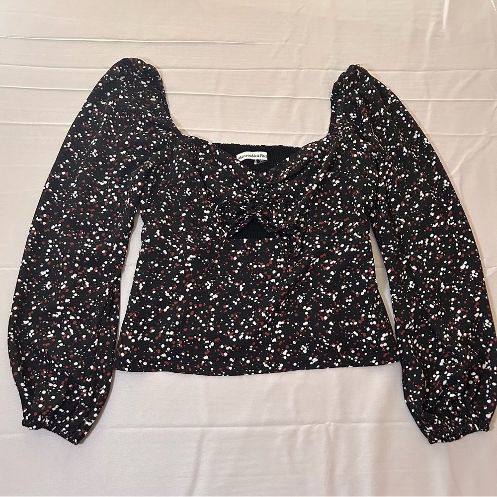 Abercrombie & Fitch Women’s Long Sleeve Smocked Top Black Floral Size Small